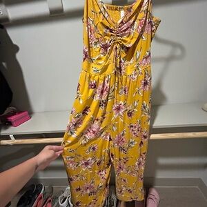 Target yellow floral jumper adjustable straps size large